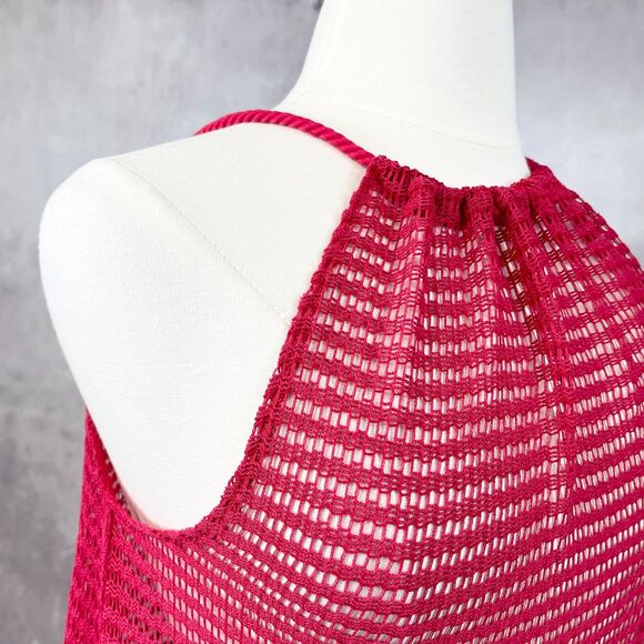 Haute Hippie Crochet Cover Up Womens XLarge Beach Swim Vacation Festival Magenta - Picture 6 of 11